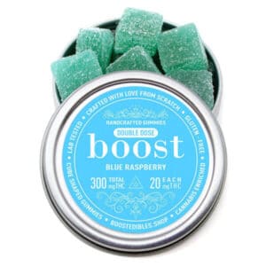 Boost Blue Raspberry Gummies 300MG THC 2 600x600 1 1