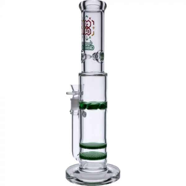 Glass Ice Bong with Double Honeycomb Disc Perc 16 Inch for sale