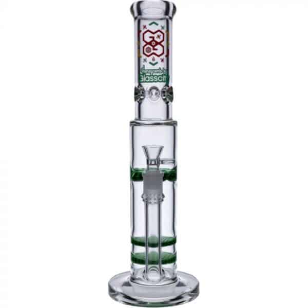 Glass Ice Bong with Double Honeycomb Disc Perc 16 Inch for sale