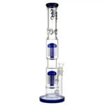 Black Leaf Glass Straight Double 10-Arm Tree Percolator Ice Bong