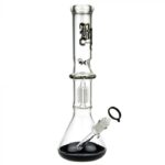 Black Leaf Beaker Base Ice Bong with 4-arm Tree Perc