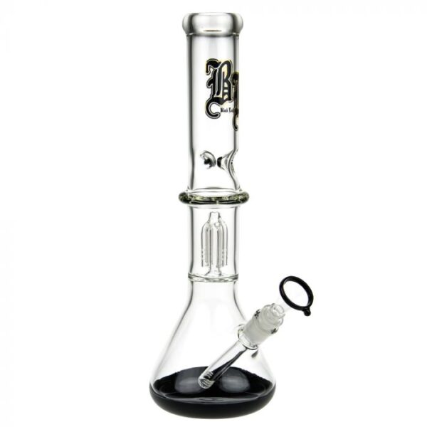 Black Leaf Beaker Base Ice Bong with 4-arm Tree Perc