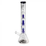 Black Leaf Beaker Ice Bong with Double Ufo Perc