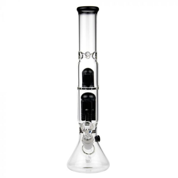 Black Leaf Beaker Base Ice Bong with 6-arm Perc | Black - Image 2