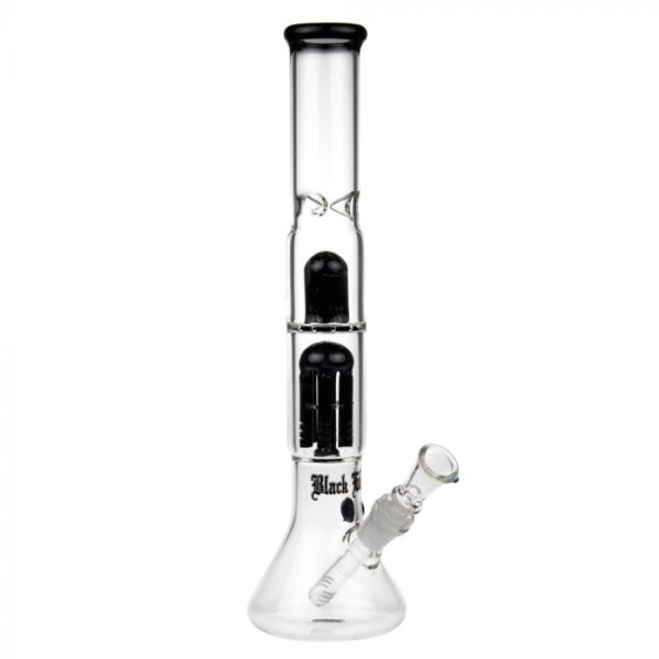 Black Leaf Beaker Base Ice Bong with 6-arm Perc | Black