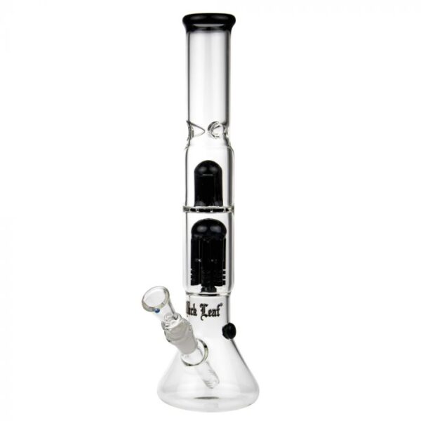 Black Leaf Beaker Base Ice Bong with 6-arm Perc | Black - Image 3