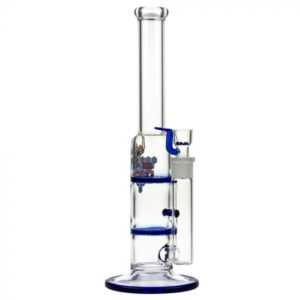 Black Leaf Glass Bong with Double HoneyComb Disc Perc | 32cm