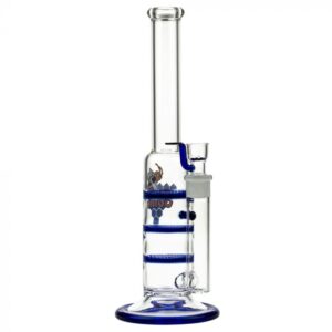 Black Leaf Glass Bong with Triple HoneyComb Disc Perc | 32cm