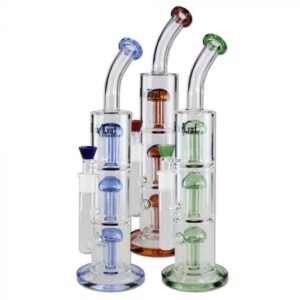 Black Leaf Straight Bong with Tripe Tree Perc | 15.3 Inch