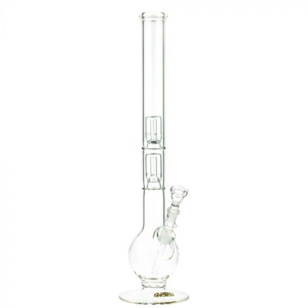 G-Spot Glass Bubble Base Double Percolator Bong with Gold Logo | 60cm