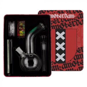 Amsterdam Leaf Glass Bubble Base Bong Gift Set