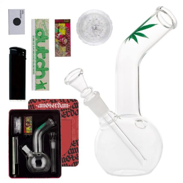 Amsterdam Leaf Glass Bubble Base Bong Gift Set - Image 4