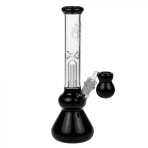 Black Leaf Glass Beaker Base Ice Bong with Precooler