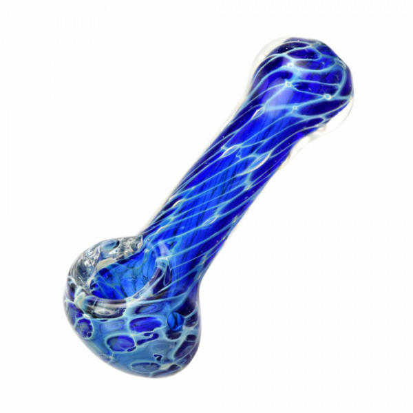 Cellular Blue Glass Spoon Pipe - Image 3