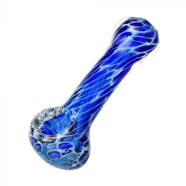 Cellular Blue Glass Spoon Pipe - Image 2