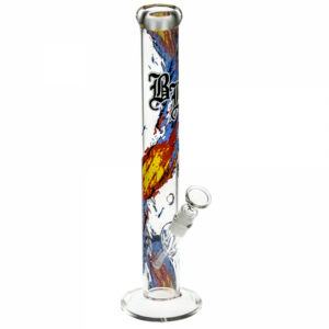 Black Leaf Flames Glass Bong