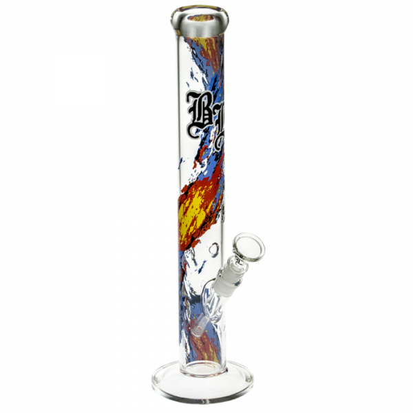 Black Leaf Flames Glass Bong