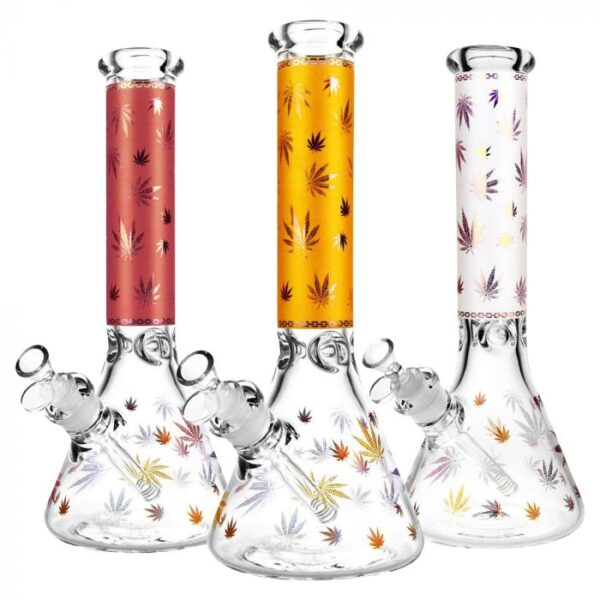 The Trees Foil Canna-Leaf Print Beaker Ice Bong