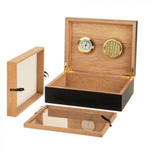 Cannabis Humidor Wood Box with Hygrometer