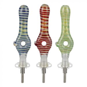 Glass Donut 10mm Dab Straw with Titanium Tip