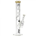 Black Leaf Golden Dragon Series Glass Ice Bong Set with Precooler