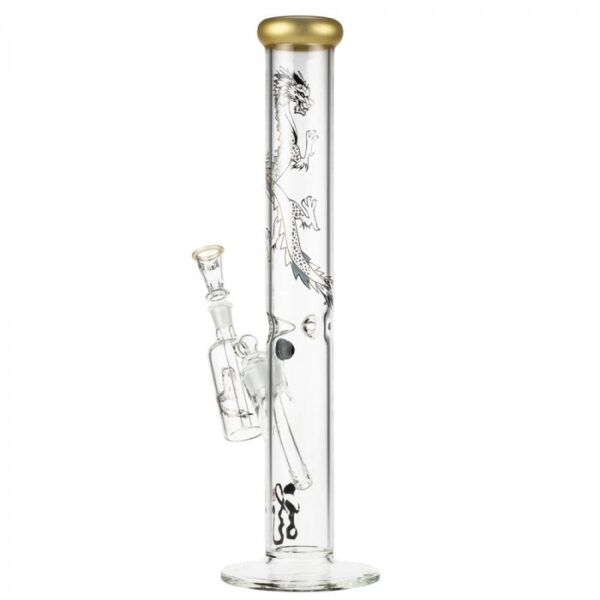 Black Leaf Golden Dragon Series Glass Ice Bong Set with Precooler - Image 5