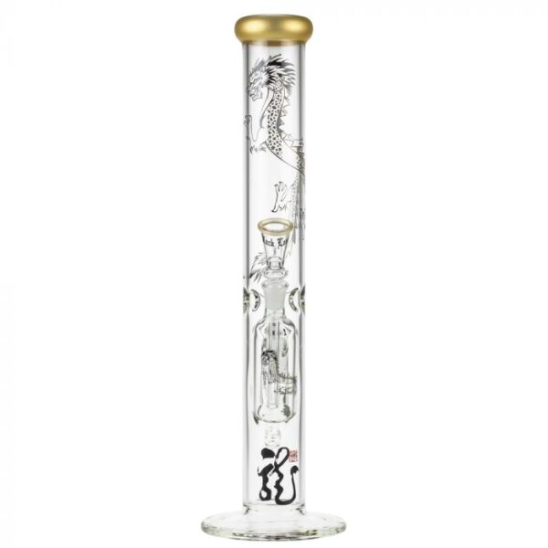 Black Leaf Golden Dragon Series Glass Ice Bong Set with Precooler - Image 2