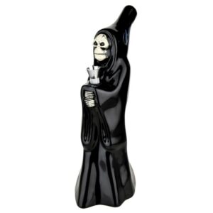 Hooded Ceramic Skeleton Cupbearer Bong | 10 Inch | Black