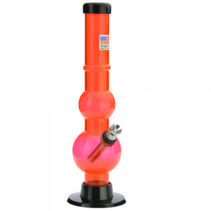 Acrylic Straight Double Bubble Bong with Maria | Orange