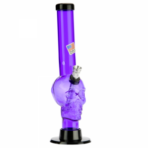 Acrylic Straight Skull Base Bong with Carb Hole | Purple