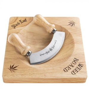 Black Leaf Wooden Tray with Curved Knife