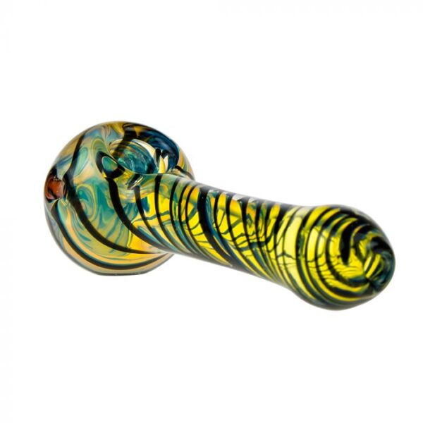 G-Spot Glass Spoon Pipe - Black and White Stripes with Hurricane Bowl - Image 3