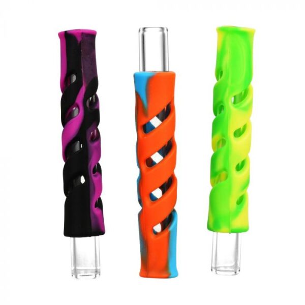 Swirled Silicone Wrapped Glass Taster Chillum